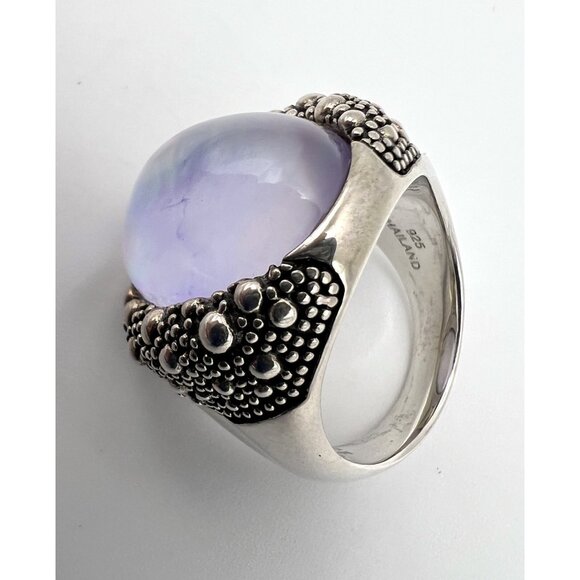 Michael Dawkins Sterling Starry Night Oval Doublet MOP & Amethyst Crystal Ring 8 - Picture 7 of 13